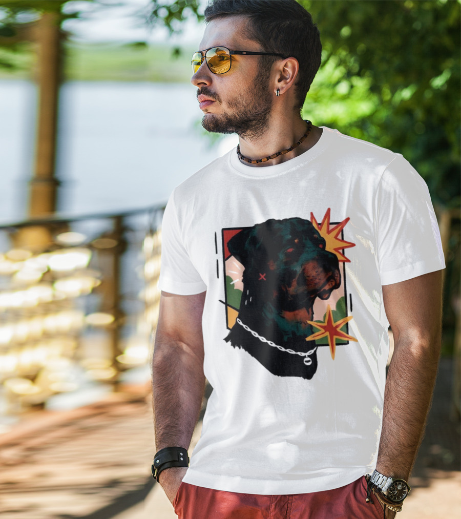 Rottweiler Pop Art Style With Starburst Elements T-Shirt