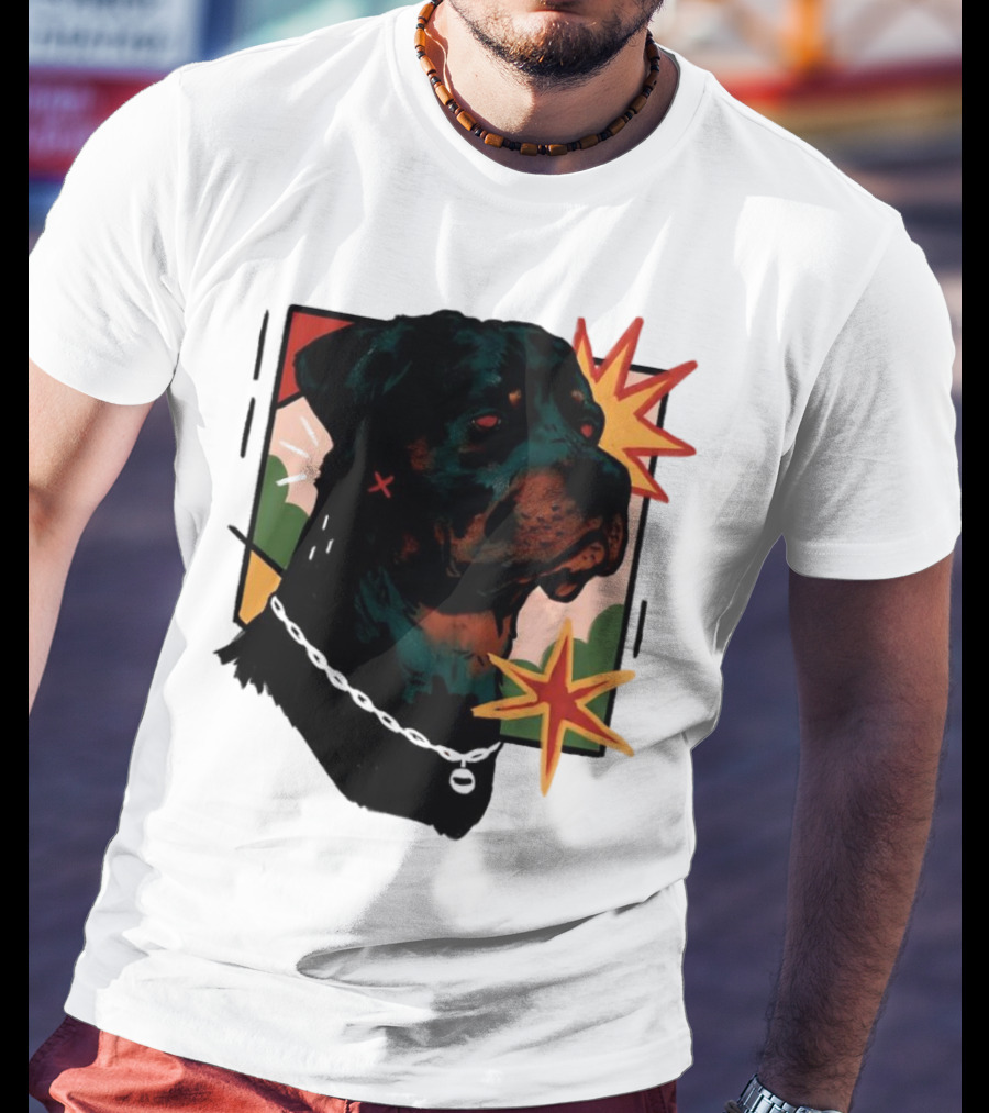 Rottweiler Pop Art Style With Starburst Elements T-Shirt
