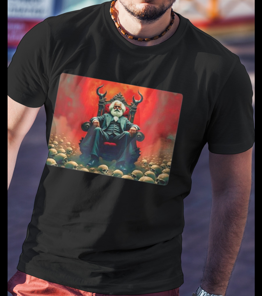 Communists Want To Abolish Intellectual Property Karl Marx Throne Of Skulls And Flames T-Shirt