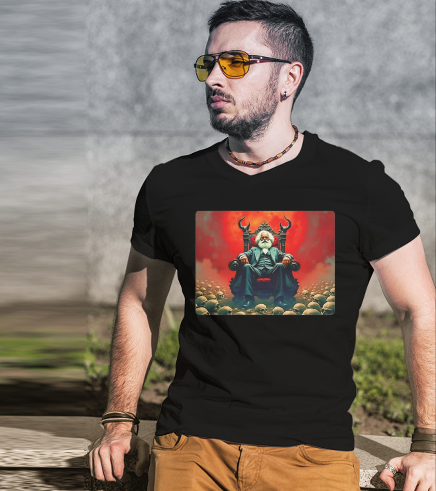 Communists Want To Abolish Intellectual Property Karl Marx Throne Of Skulls And Flames T-Shirt