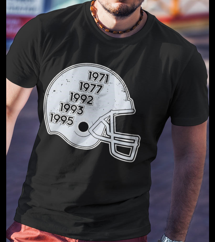 Dallas Cowboys Glory Years 5 Times Helmet 1971 1977 1992 1993 1995 T-Shirt