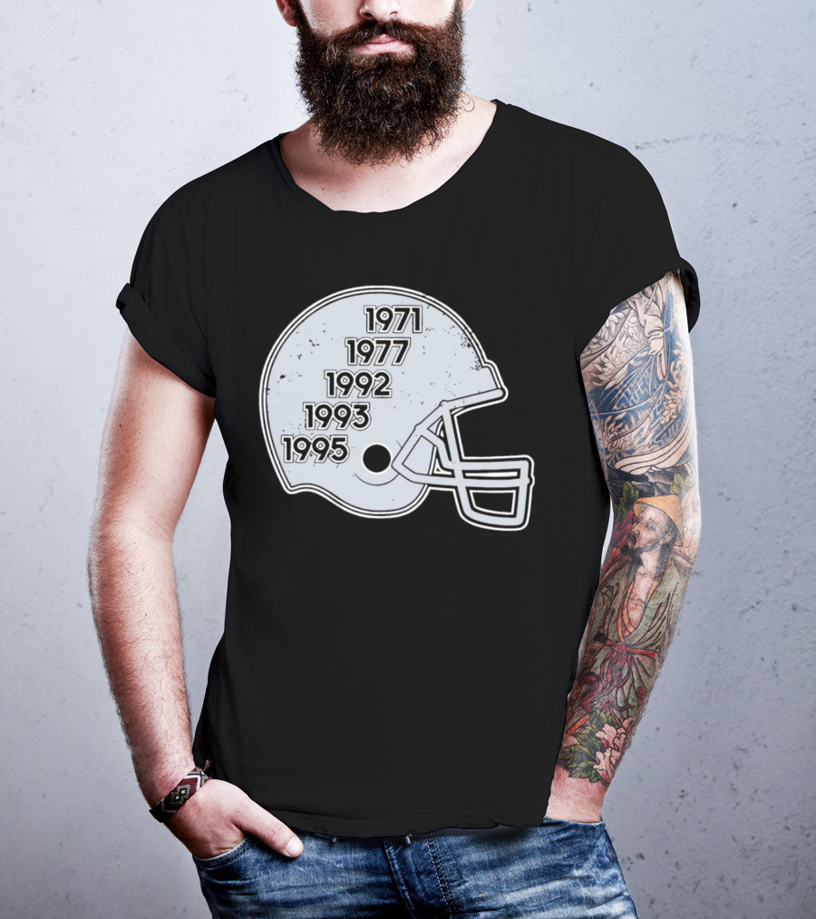 Dallas Cowboys Glory Years 5 Times Helmet 1971 1977 1992 1993 1995 T-Shirt