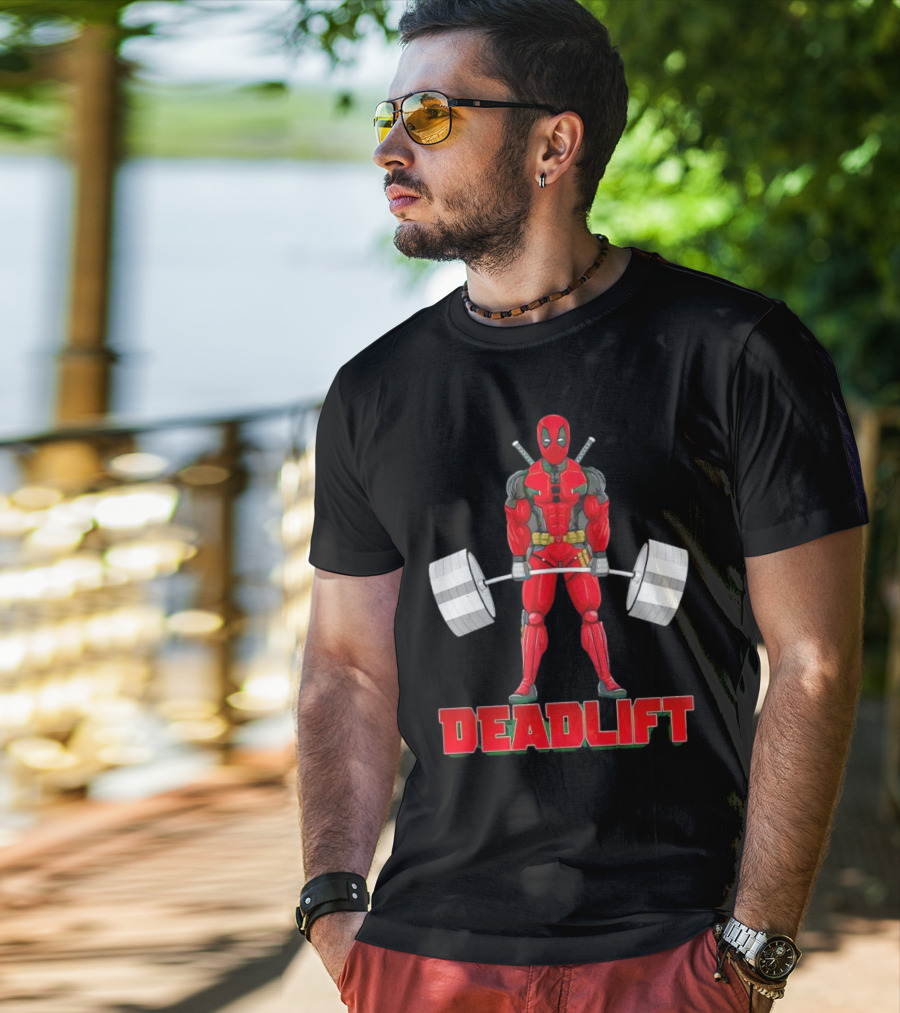 Deadpool Deadlift Gym Fitness Comic Character Strength Training T-Shirt