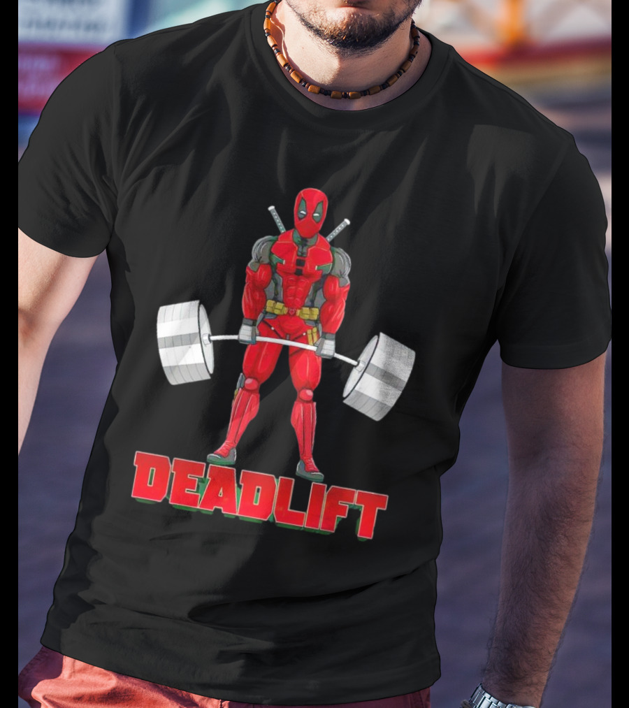 Deadpool Deadlift Gym Fitness Comic Character Strength Training T-Shirt