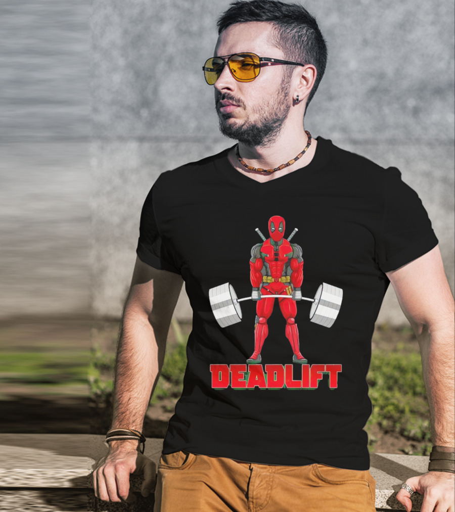 Deadpool Deadlift Gym Fitness Comic Character Strength Training T-Shirt