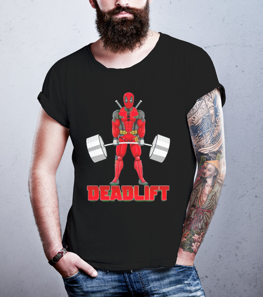 Deadpool Deadlift Gym Fitness Comic Character Strength Training T-Shirt