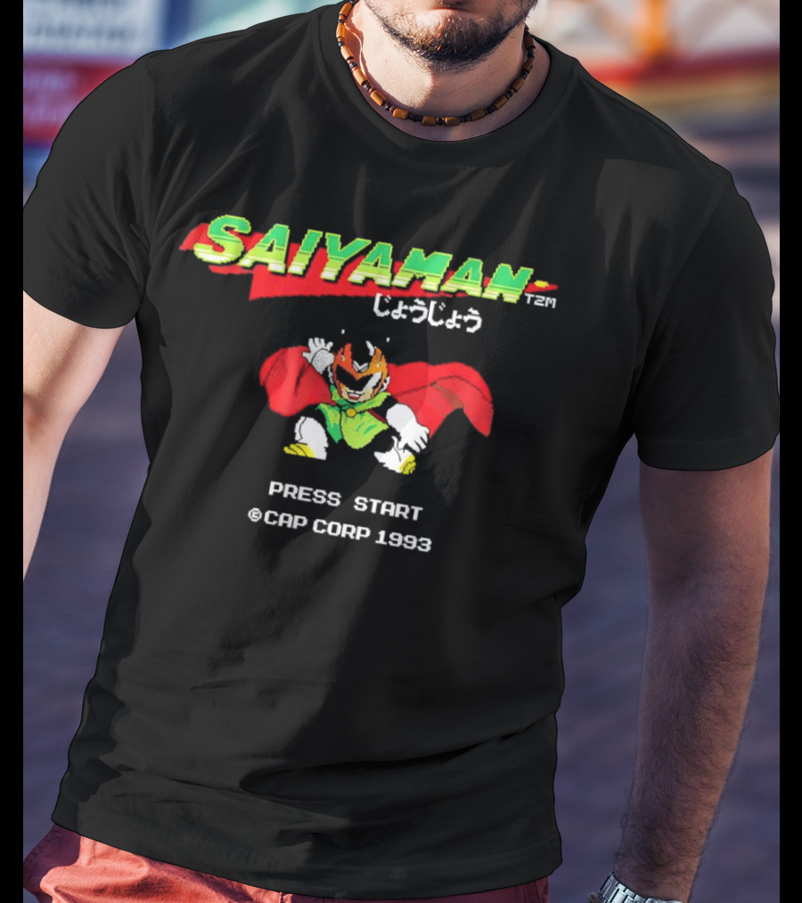 SAIYAMAN Press Start ©CAP CORP 1993 Vintage Game Gohan Rocks T-Shirt