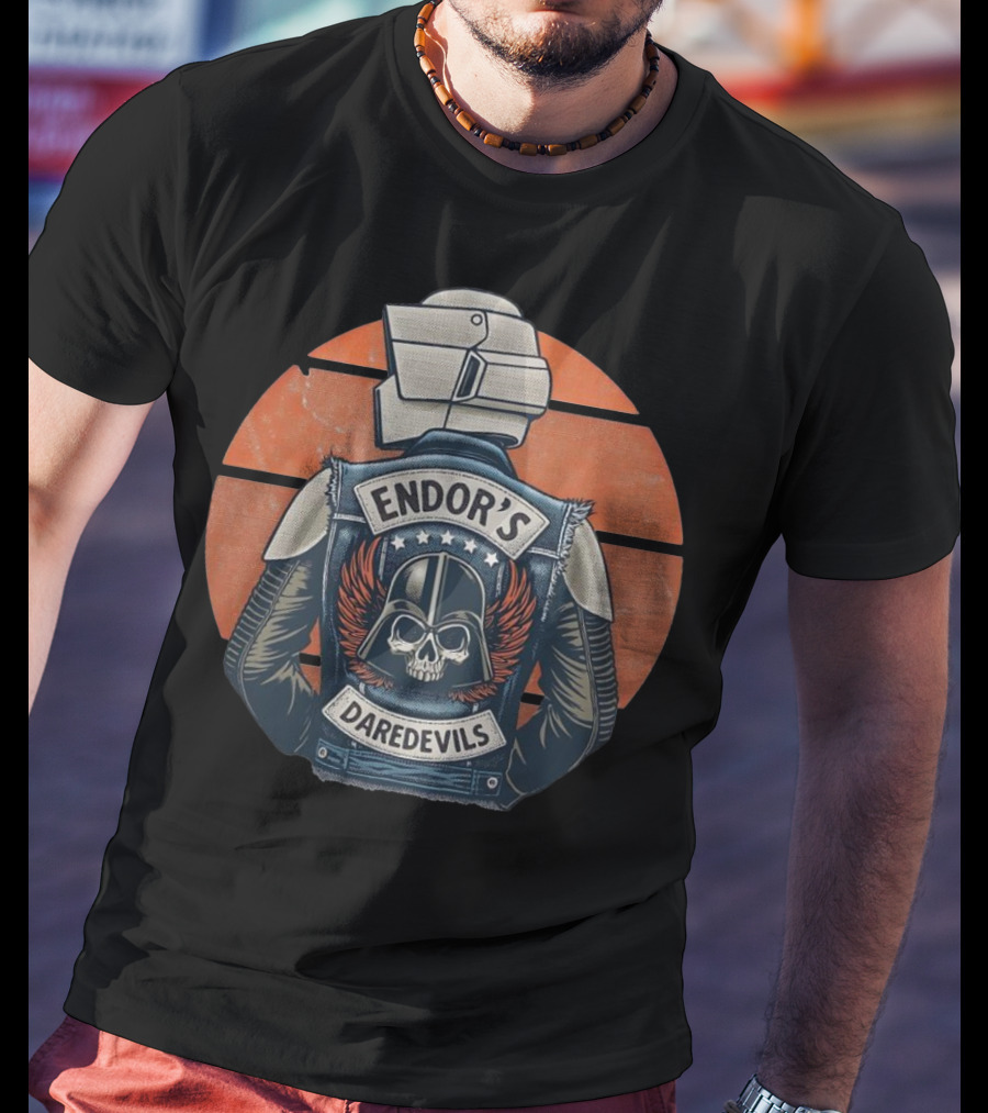 Imperial Biker Scout Club Endor’s Daredevils Vintage Skull Jacket T-Shirt