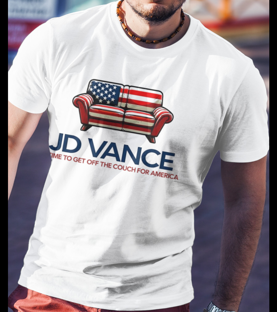 JD Vance Time To Get Off The Couch For America USA Flag Couch T-Shirt
