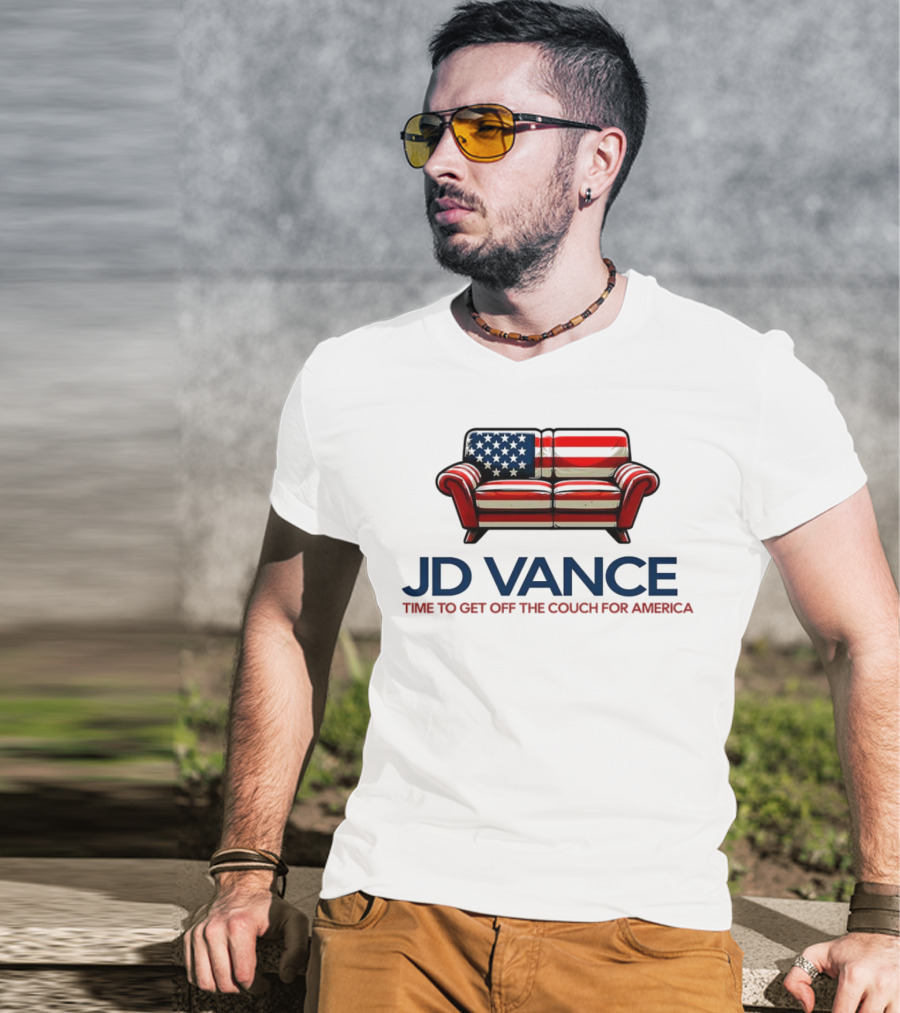 JD Vance Time To Get Off The Couch For America USA Flag Couch T-Shirt