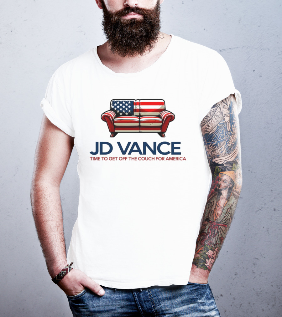 JD Vance Time To Get Off The Couch For America USA Flag Couch T-Shirt