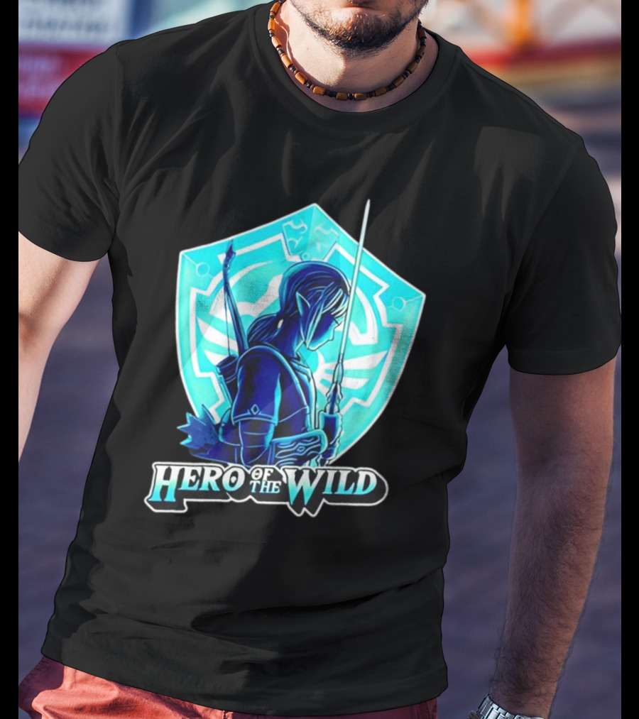 Hero Of The Wild Legend Of Zelda Link Blue Sword And Shield T-Shirt