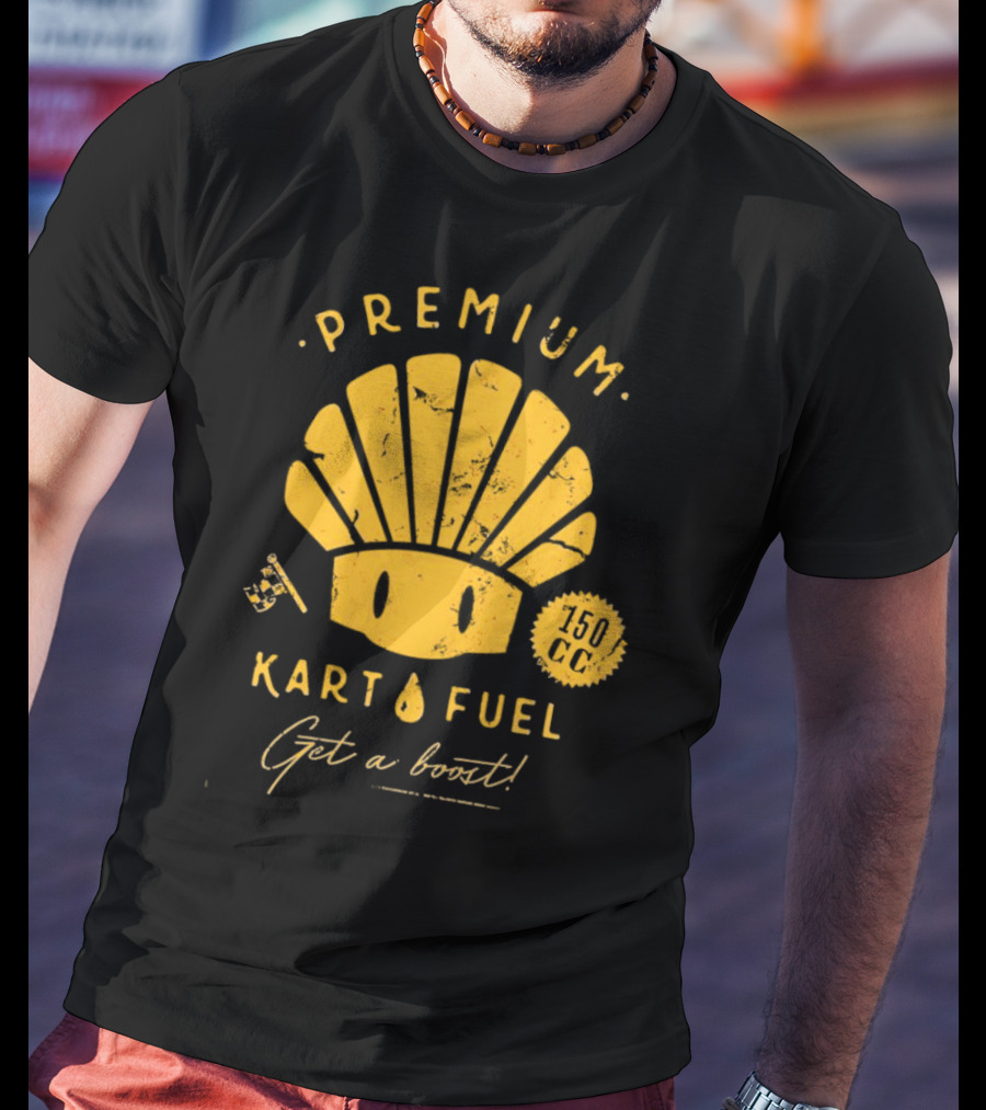 Mario Kart Premium Yellow Shell Kart Fuel 150cc Get A Boost T-Shirt
