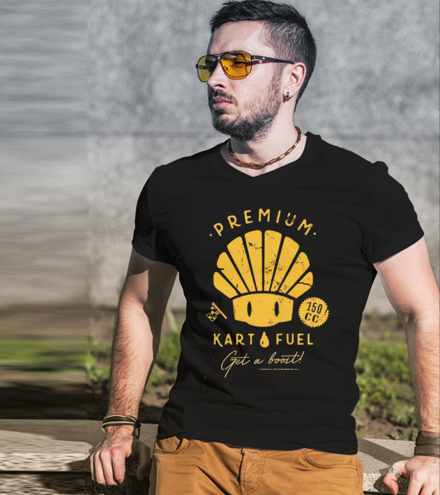 Mario Kart Premium Yellow Shell Kart Fuel 150cc Get A Boost T-Shirt