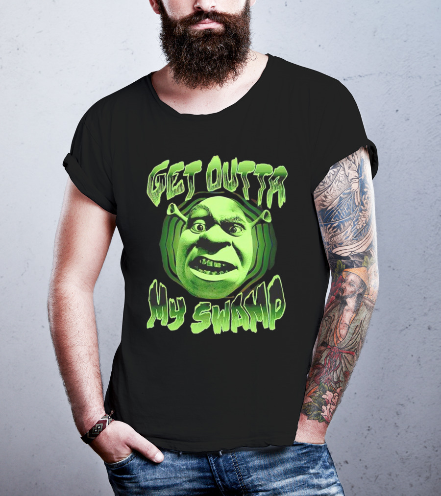 Get Outta My Swamp Shrek Face T-Shirt