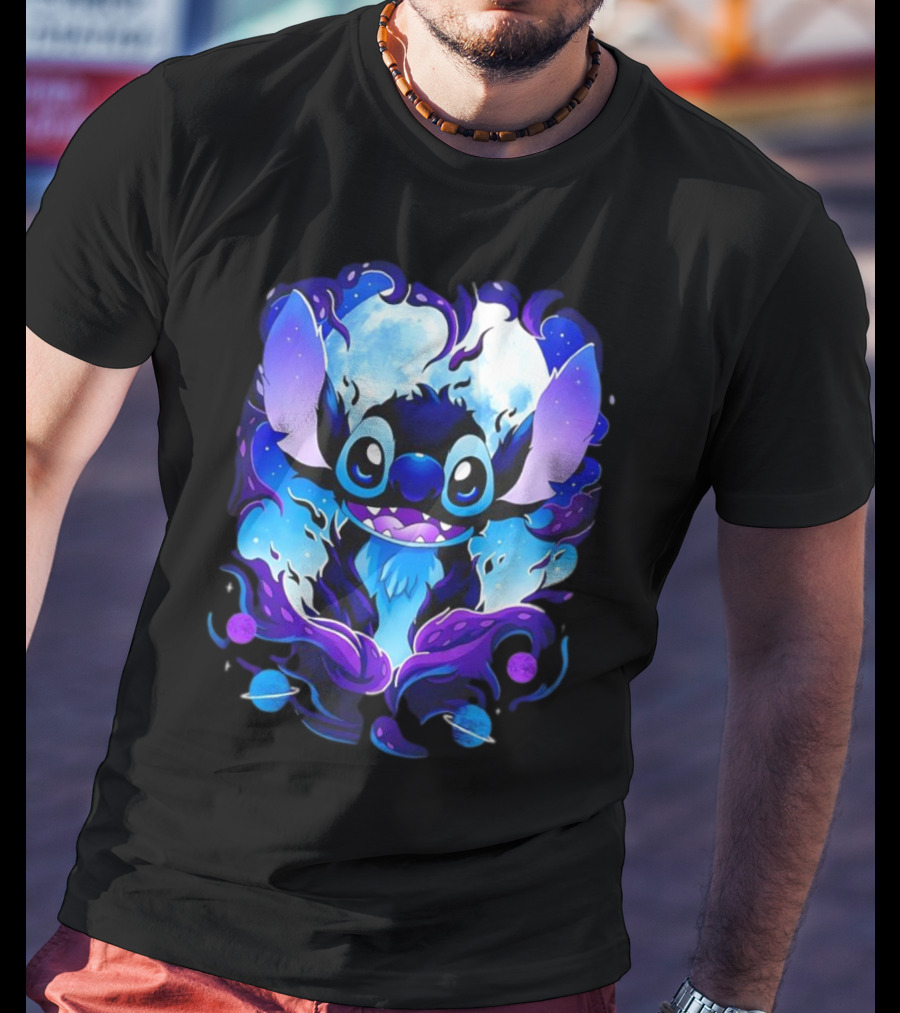 Stitch Experiment 626 Cosmic Darkness Cartoon T-Shirt