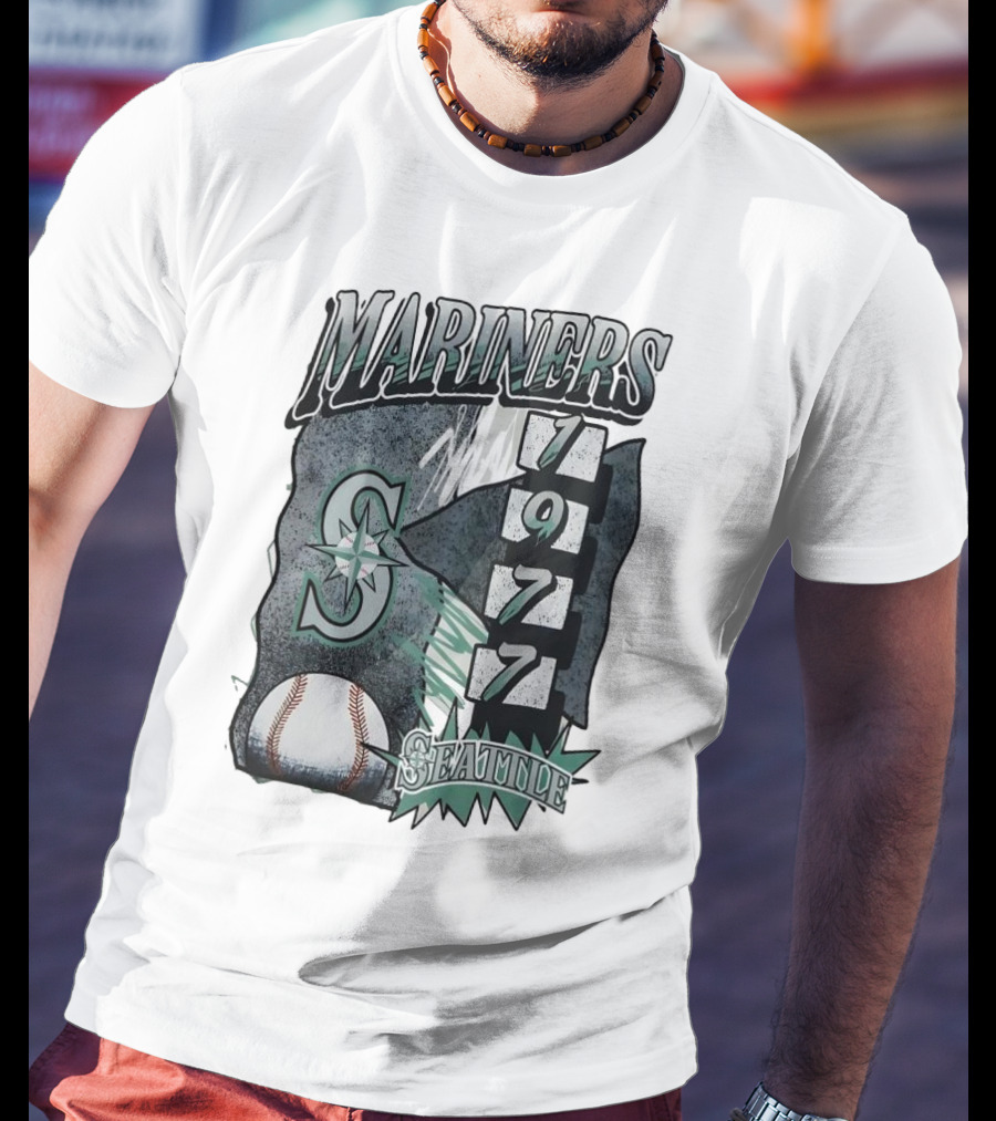 Seattle Mariners 1977 Vintage Overspray Baseball Logo Seattle T-Shirt