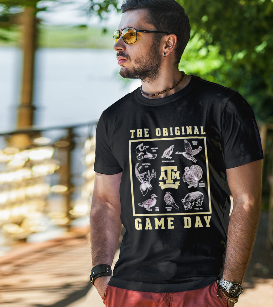 The Original Game Day Texas A&M Outdoors Whitetail Deer Mallard Duck Rio Grande Turkey T-Shirt