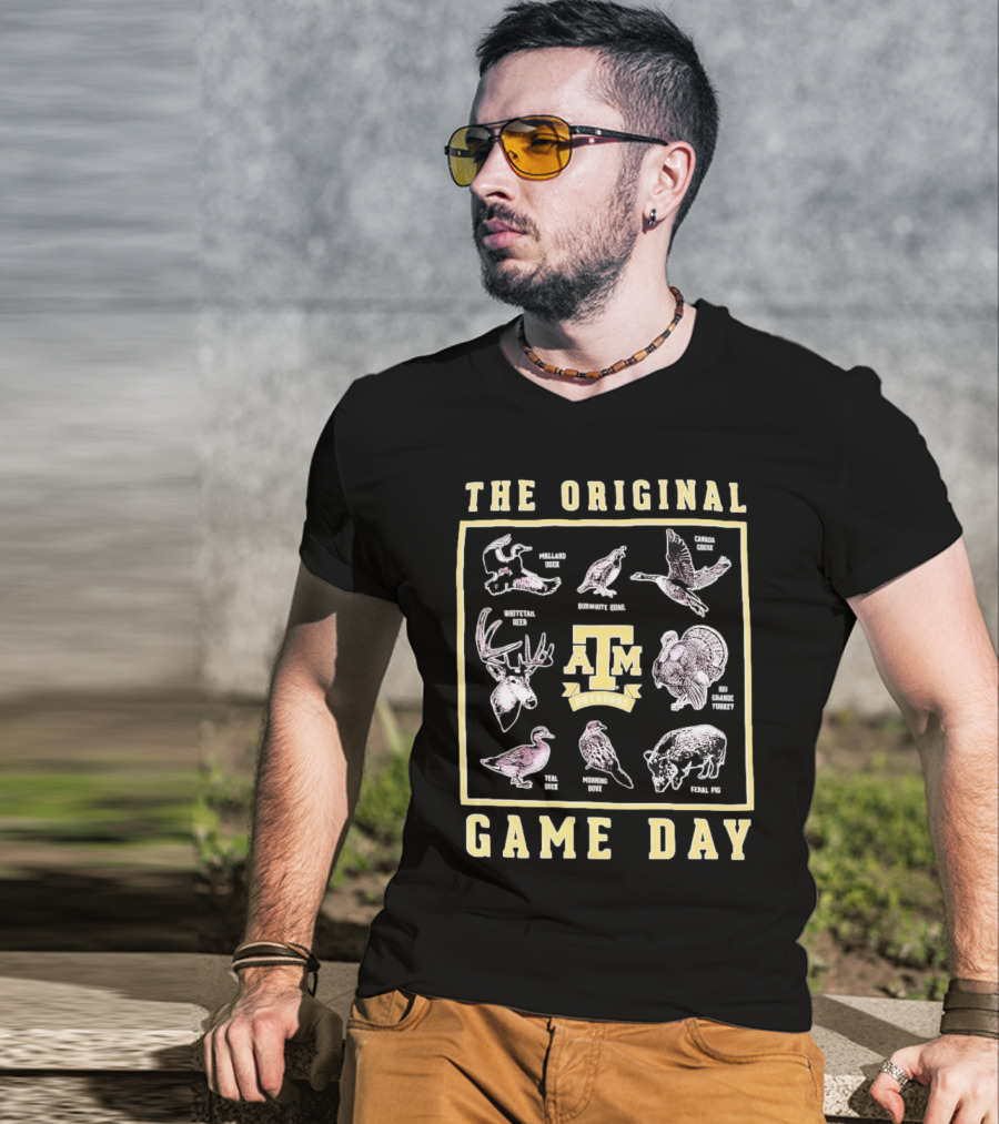 The Original Game Day Texas A&M Outdoors Whitetail Deer Mallard Duck Rio Grande Turkey T-Shirt