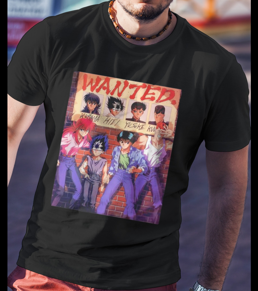 Yu Yu Hakusho 1992 Wanted Kurama Hiei Yusuke Kuwabara T-Shirt