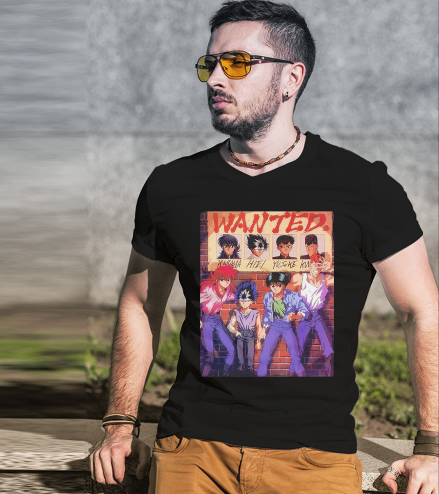 Yu Yu Hakusho 1992 Wanted Kurama Hiei Yusuke Kuwabara T-Shirt