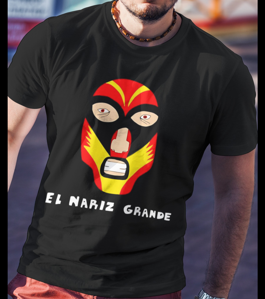 Ariel Helwani El Nariz Grande Mask Red Yellow Black T-Shirt