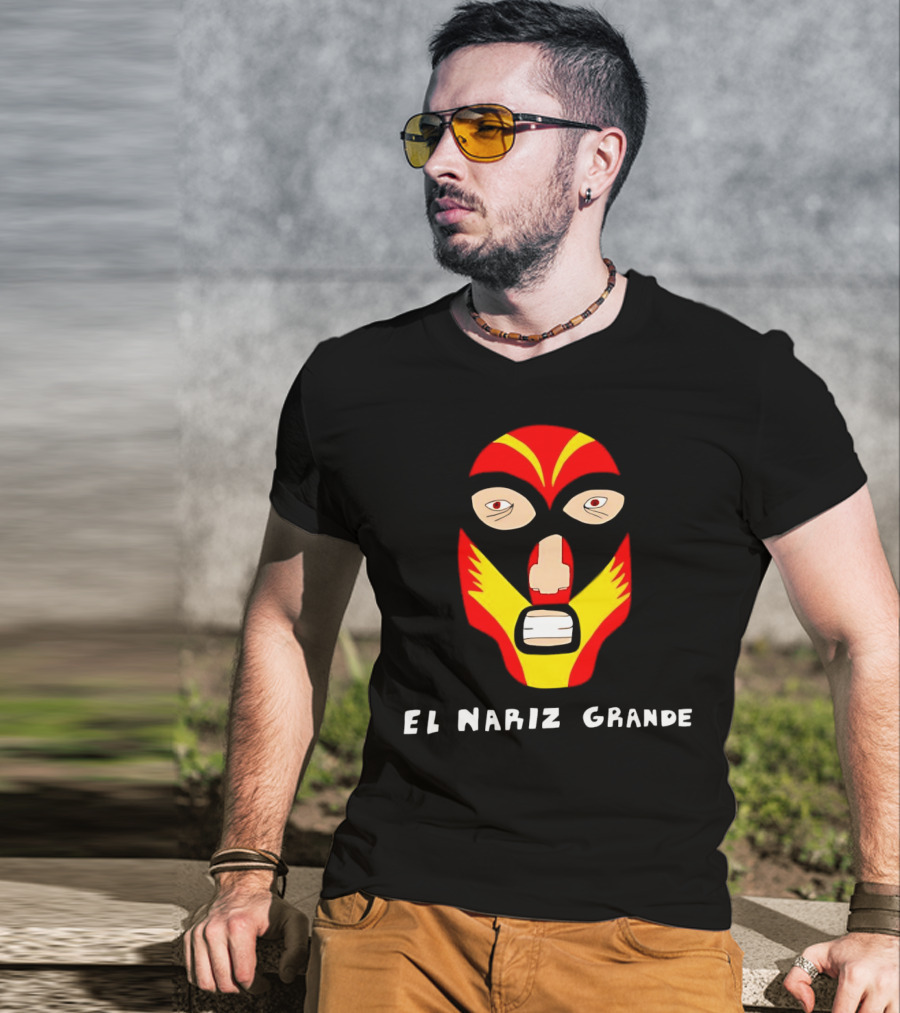 Ariel Helwani El Nariz Grande Mask Red Yellow Black T-Shirt