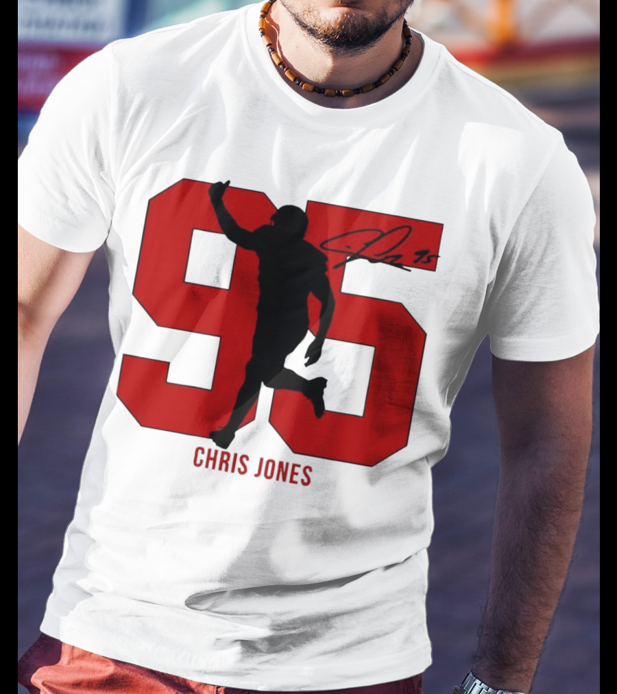 Chris Jones 95 Kansas City Chiefs Silo Signature Action Number T-Shirt