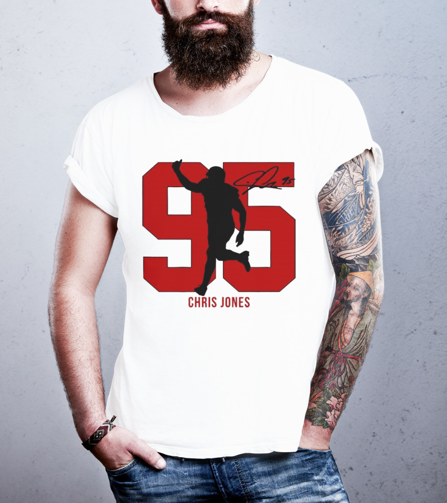 Chris Jones 95 Kansas City Chiefs Silo Signature Action Number T-Shirt