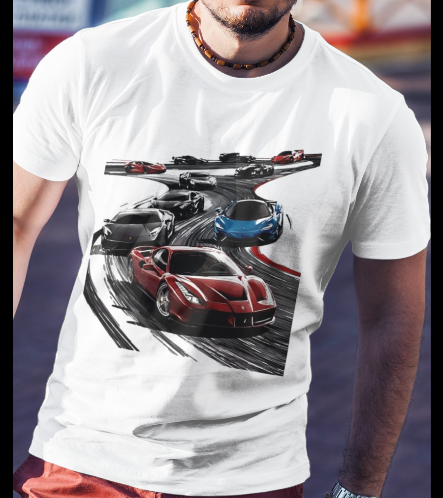 Furious Speed Race Cars Ferrari Lamborghini McLaren Track Racing T-Shirt
