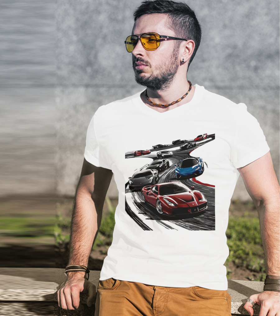 Furious Speed Race Cars Ferrari Lamborghini McLaren Track Racing T-Shirt