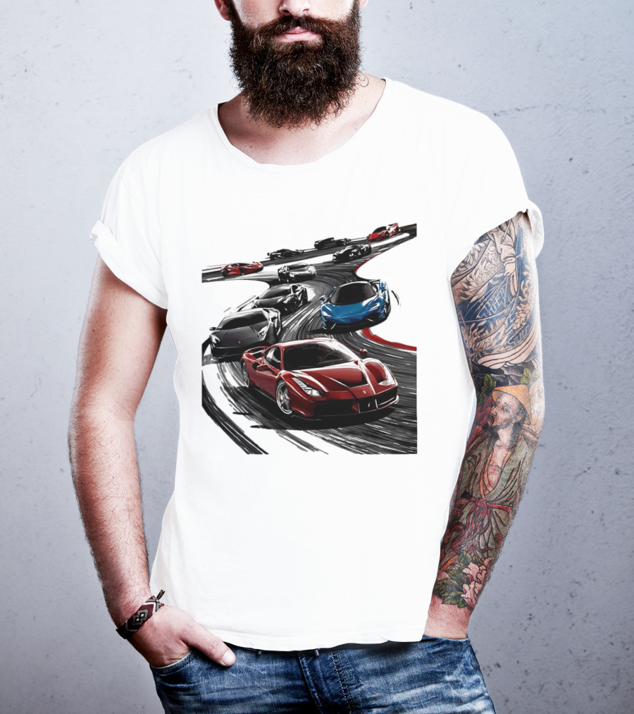 Furious Speed Race Cars Ferrari Lamborghini McLaren Track Racing T-Shirt