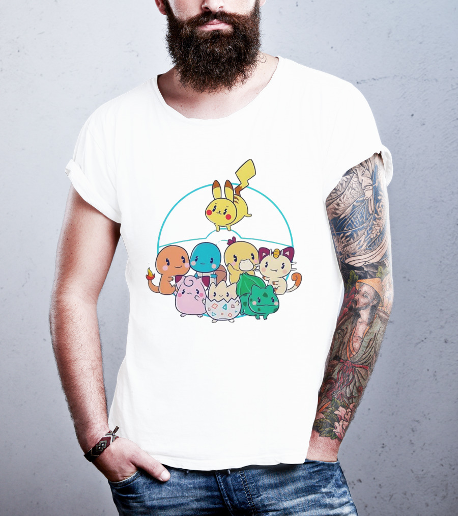 Kawaii Pokes Pikachu Bulbasaur Charmander Squirtle Cuties T-Shirt