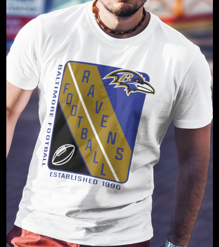 Baltimore Ravens Football Established 1996 Shield Logo Ravens Head T-Shirt