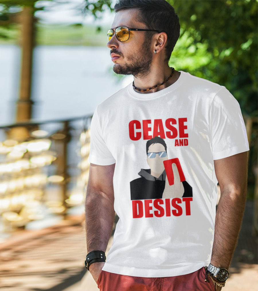 CEASE AND DESIST Red Card Warning T-Shirt