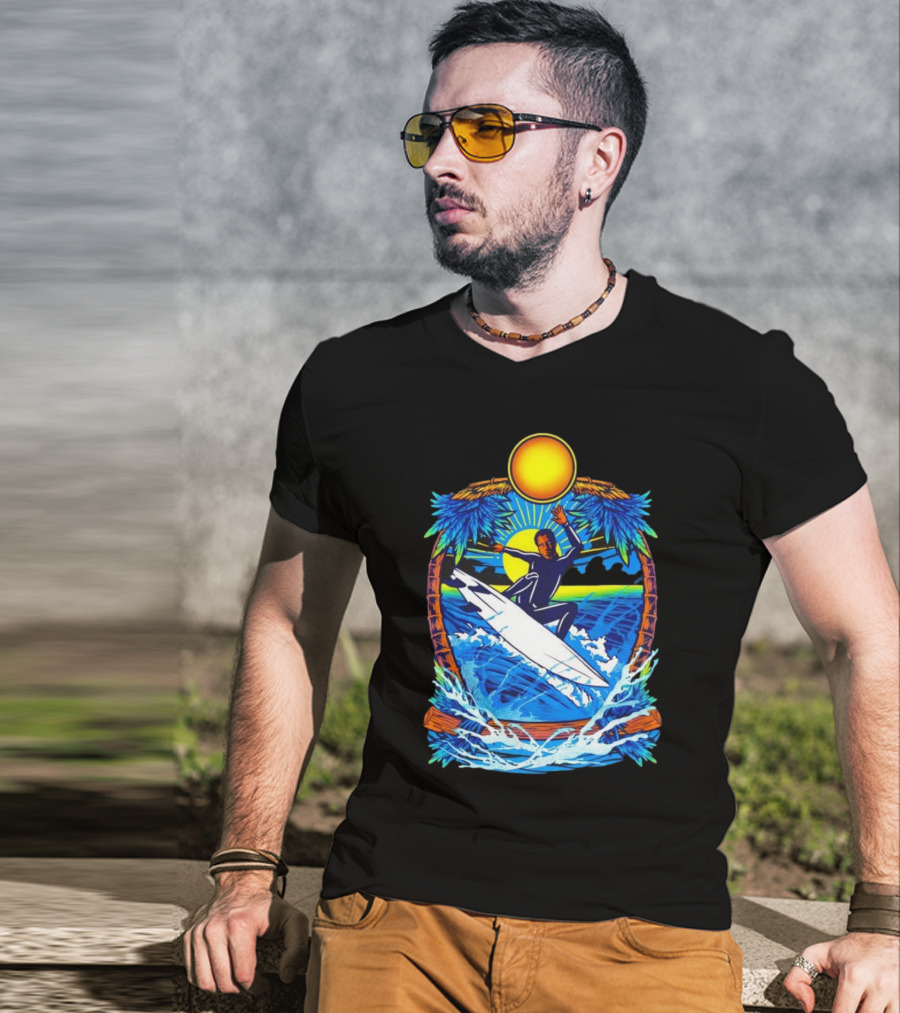 Chill With Water Surfing Under The Sun And Palm Trees T-Shirt