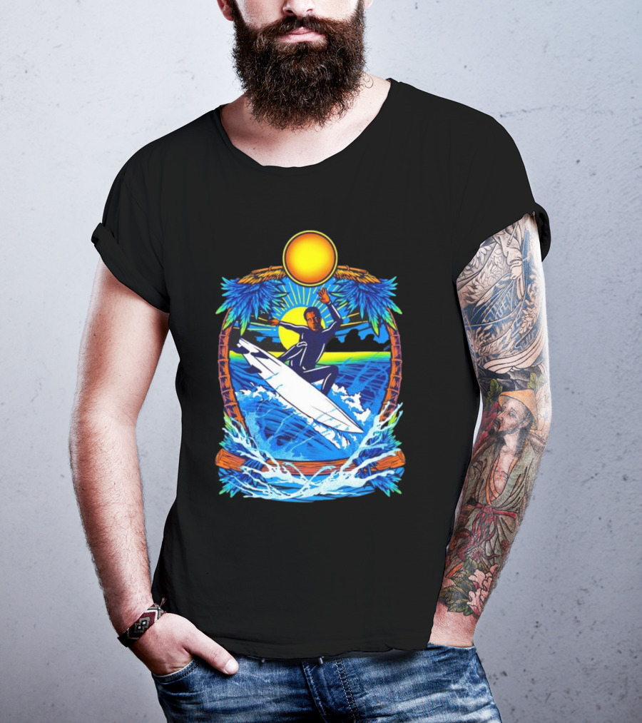 Chill With Water Surfing Under The Sun And Palm Trees T-Shirt