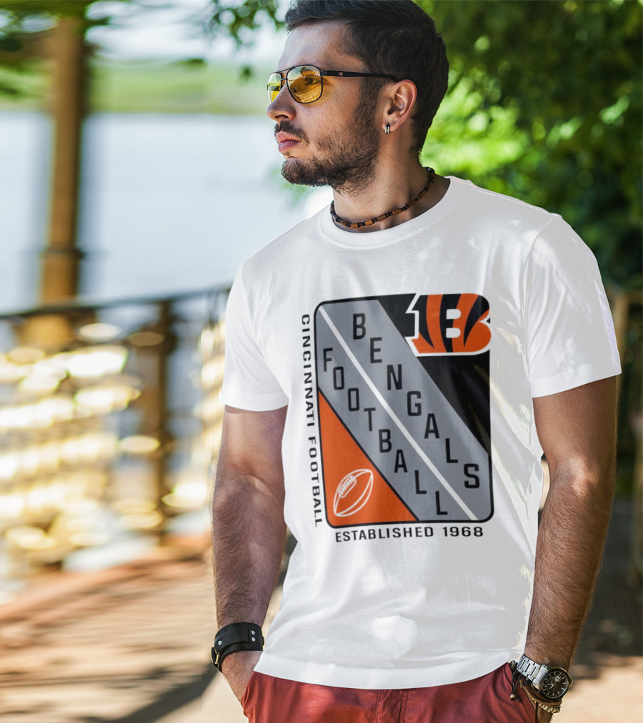 Cincinnati Bengals Football Shield Established 1968 Football Bengals Cincinnati Football T-Shirt