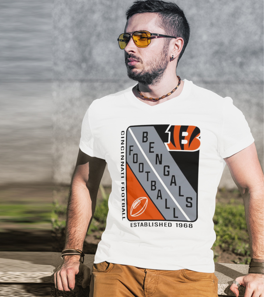 Cincinnati Bengals Football Shield Established 1968 Football Bengals Cincinnati Football T-Shirt