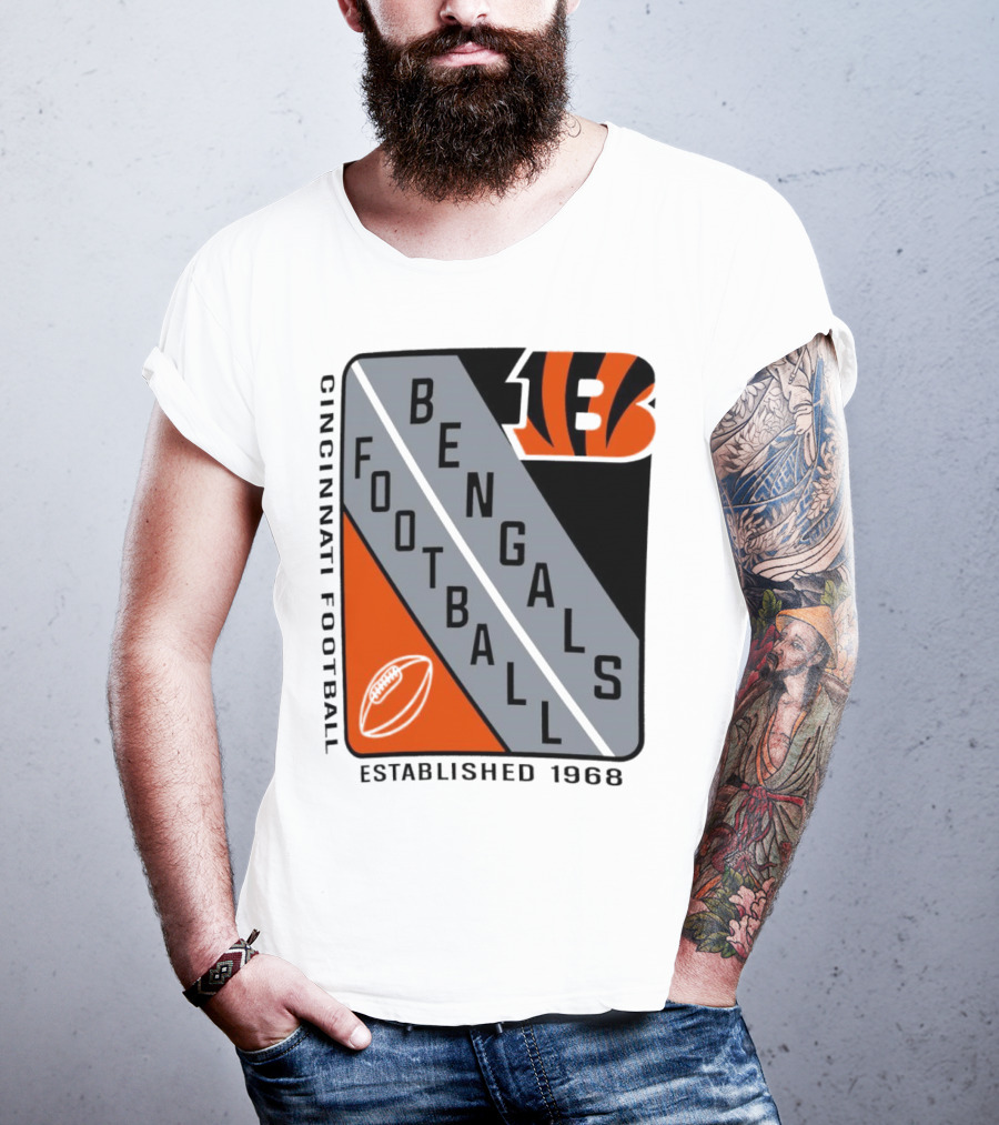 Cincinnati Bengals Football Shield Established 1968 Football Bengals Cincinnati Football T-Shirt