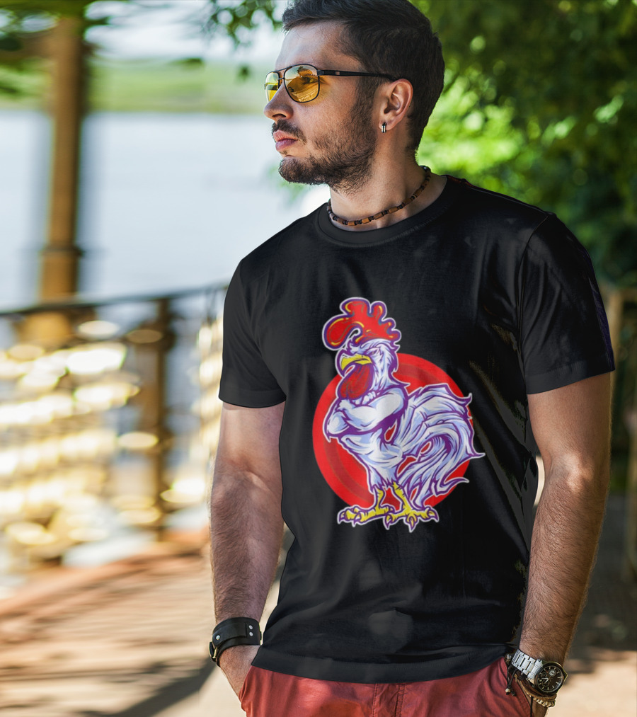 Cookei Chicken Muscle Rooster T-Shirt