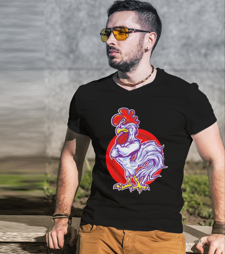 Cookei Chicken Muscle Rooster T-Shirt