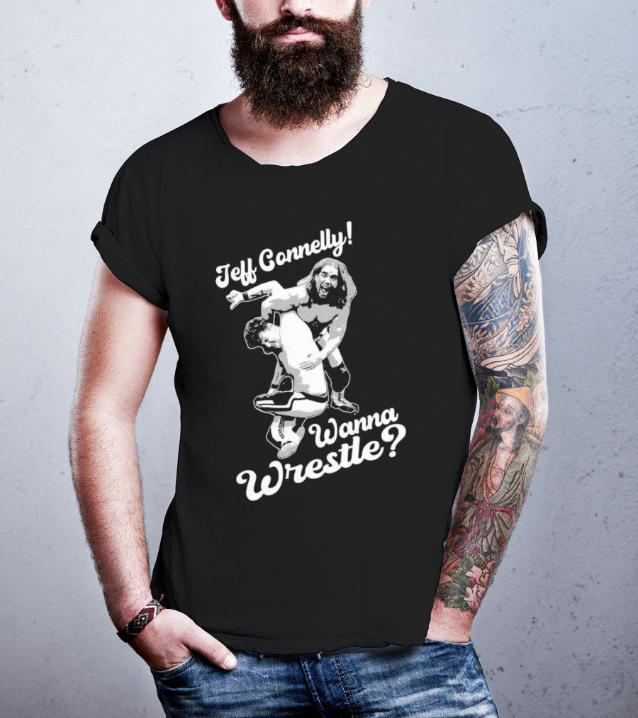 Jeff Connelly Ready To Rumble Wanna Wrestle Bold Wrestling Challenge T-Shirt