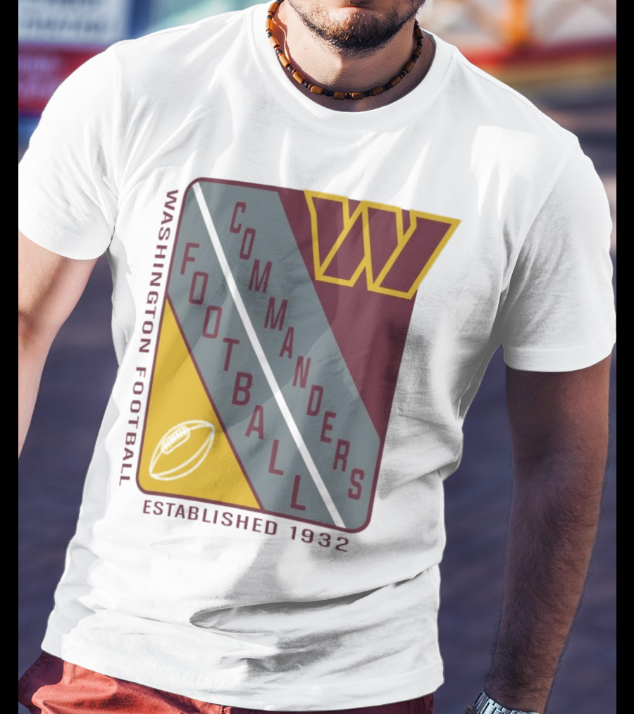 Washington Football Commanders Shield Football Established 1932 T-Shirt