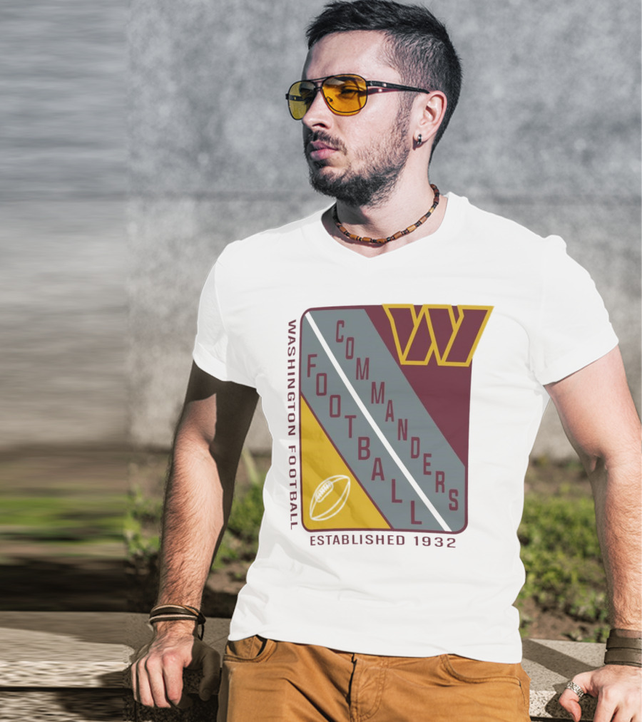 Washington Football Commanders Shield Football Established 1932 T-Shirt