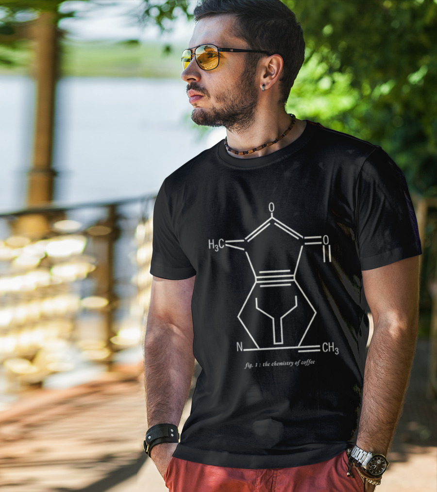 Fig. 1 The Chemistry Of Coffee Molecular Structure T-Shirt