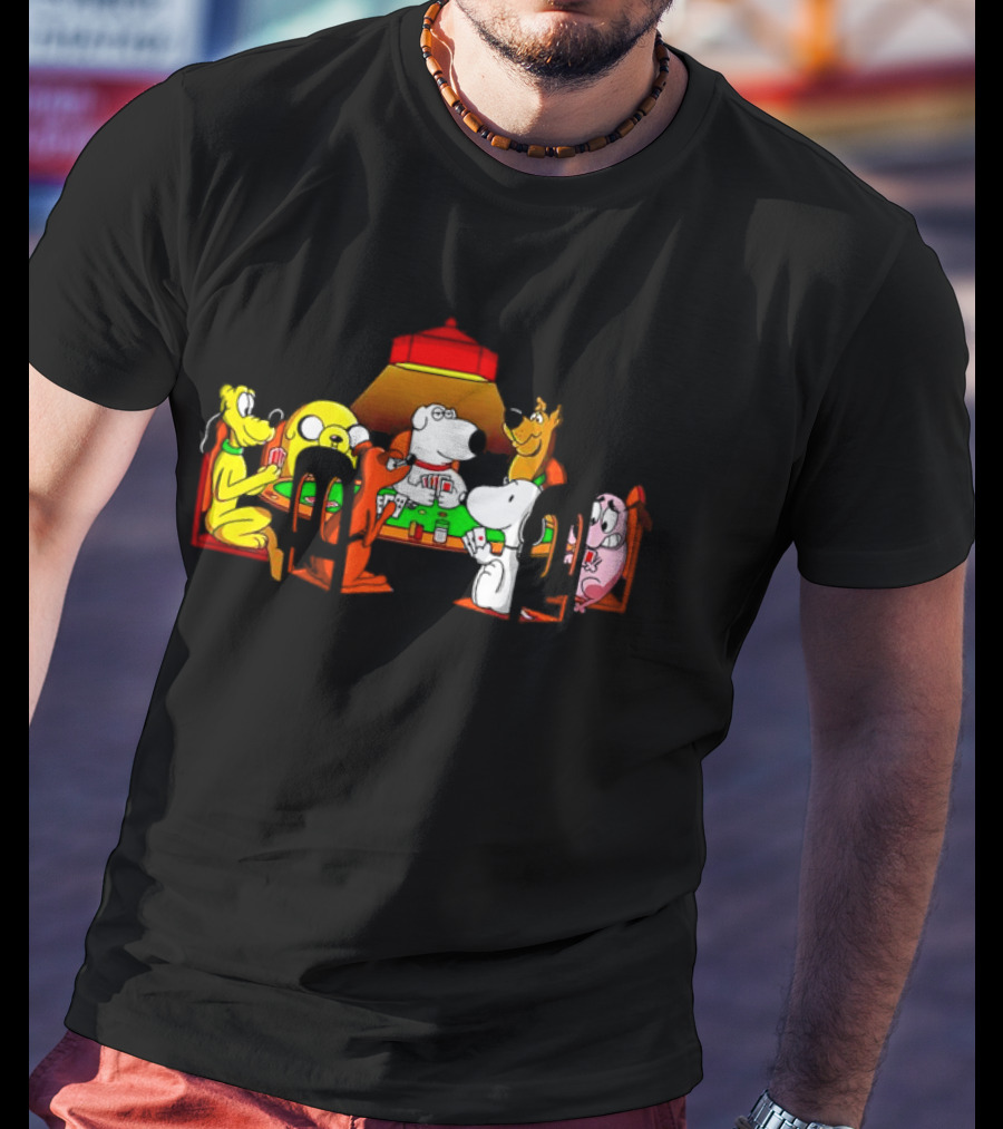 Snoopy And Dog Friends Poker Night Iconic Cartoon Characters T-Shirt