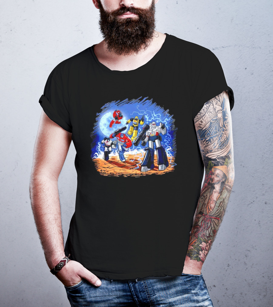 Transformers Bots Cartoon Battle Scene T-Shirt