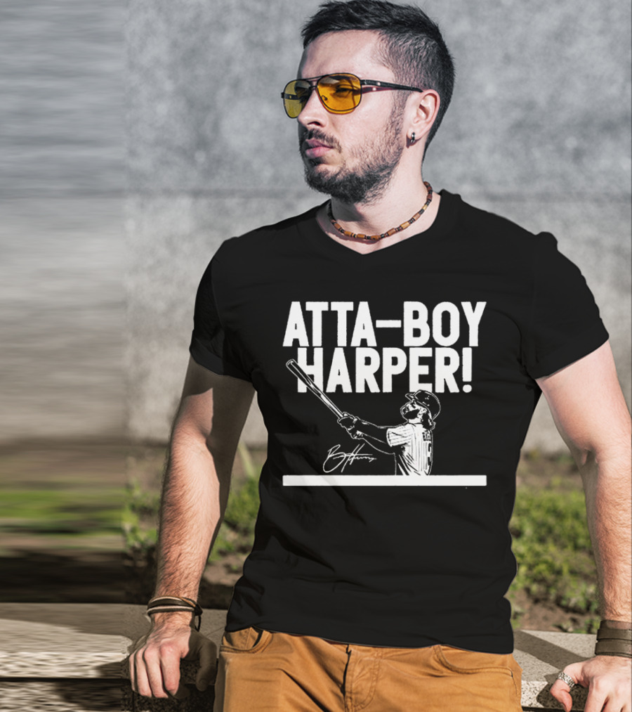 Philadelphia Phillies Atta-boy Harper Signature Baseball T-Shirt