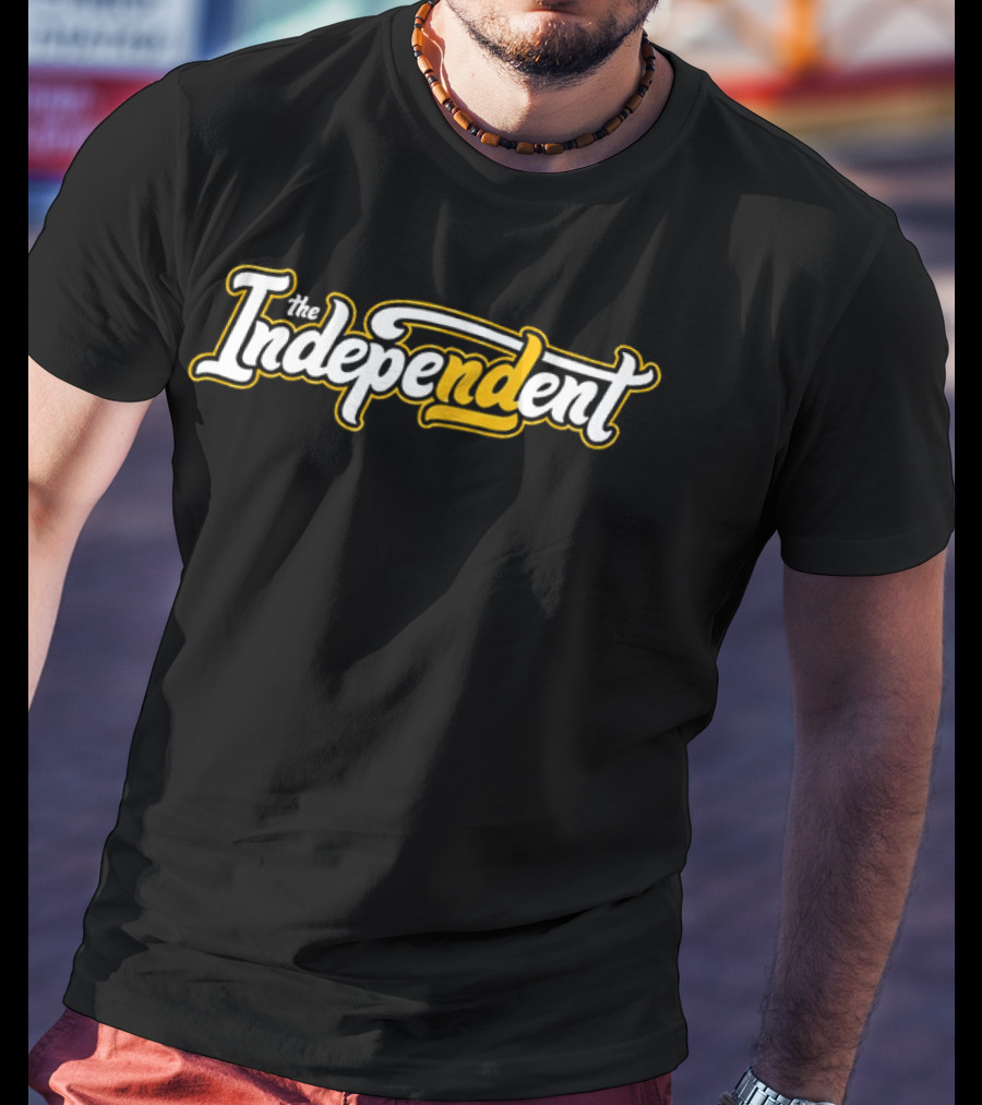 The Independent Podcast Bold Yellow And White Script T-Shirt